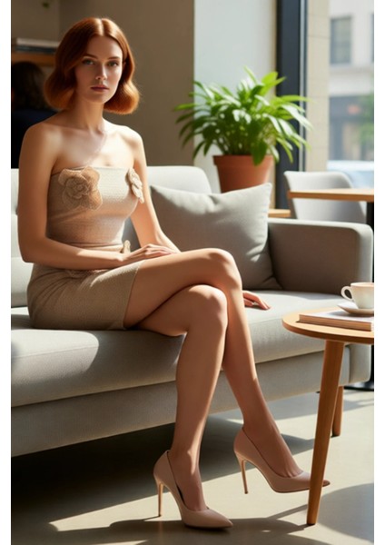 Kadın Vizon A Line Mini Elbise Straplez Yaka Aplike Çiçek Detaylı Dokuma Tüvit Kış Stili Kaliteli fiyatları