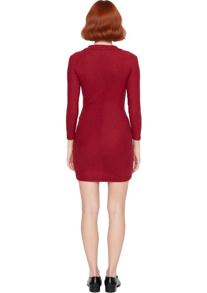 Kadın Bodycon Mini Uzun Kollu Fitilli Örme Elbise Bisiklet Yakalı Rahat Günlük Şıklık Sunar fırsatları