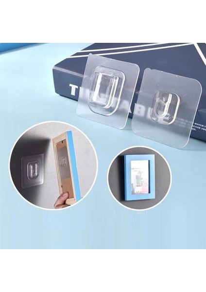 Mobilya Askı Çift Taraflı Yapışkanlı Geçmeli Klips Şeffaf Duvar Kancası, Iz Bırakmayan Sabitleme Askısı, Ev ve Ofis Organizer 5 Çift