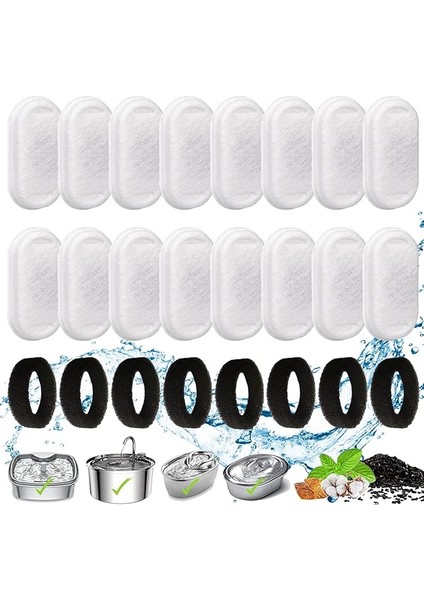 Çeşmesi Filtresi 24 Adet Kedi Çeşmesi Filtresi, Kedi Çeşmesi, Filtre, Reçine ve Aktif Karbon Içerir, 3,2 Litre Kedi Su Sebili, Paslanmaz Çelik