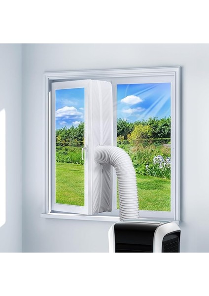 Klima ve Atık Hava Kurutucu Için 400 cm Pencere Contası, Delme Gerektirmeyen Pencere Geçişi, Atık Hava Hortumu Için Conta, Eğilebilir Pencereler, Sürgülü Pencereler ve Çatı Pencereleri Için