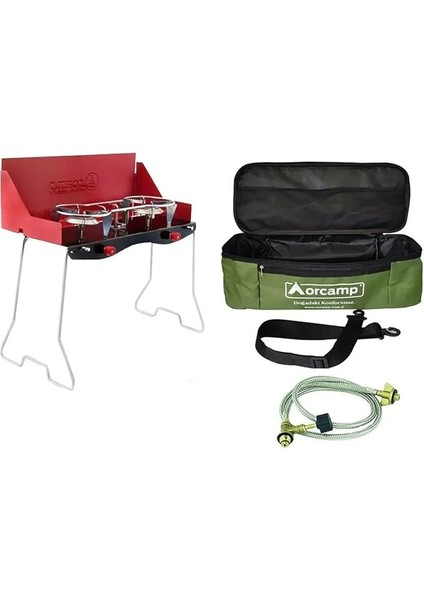 Katlanabilir Ikili Kamp Ocak (Çantalı &amp; Adaptör Setli)