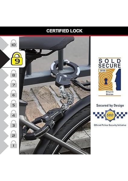 Lock Kelepçe Kilidi - Bisiklet Kilidi [9 Bağlantı - 55 Cm] [sertifikalı] 8290EURDPRO - Scooter Scooter, Bisiklet, Bebek Arabası, Siyah, Yüksek Teknoloji Ürünü Abs Kaplamalı Için Ideal fırsatları