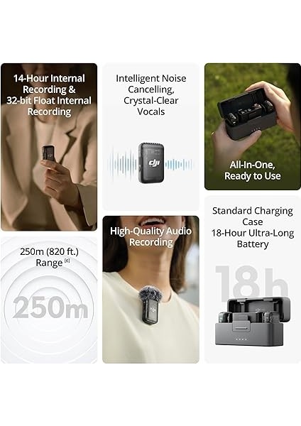 Mic 2 (2 Tx + 1 Rx + Charging Case)-Gürültü Engelleme, Basit Senkronizasyon, Dokunmaktik Ekran, Mikrofon fiyatları