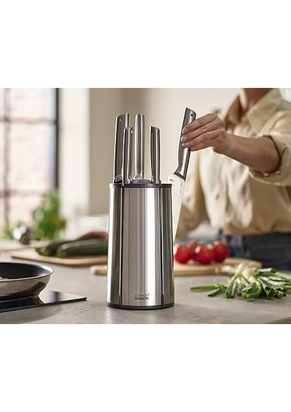 Joseph Elevate - Çelik Bıçak Atlıkarınca 5 Parçalı Set, Döner Paslanmaz Çelik Bıçak Bloğu, Japon Paslanmaz Çelik Bıçaklar, Parmak Izine Dayanıklı Kaplama ve Kaymaz Taban, Mutfak Aksesuarları fırsatları