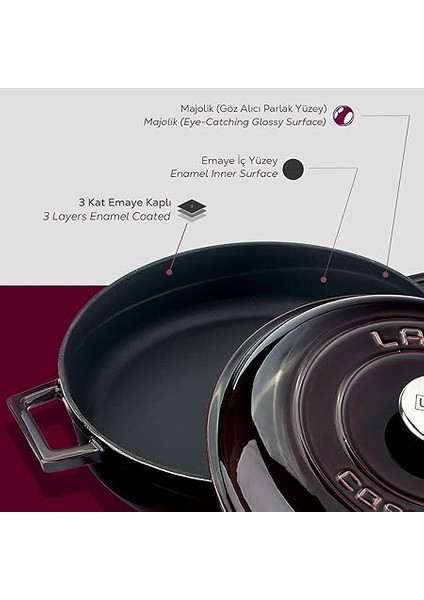 Metal Premium Serisi - Döküm Çok Amaçlı Tencere, Yuvarlak, 28 Cm, Majolik Mor, Kubbe Kapak indirimleri