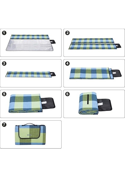 Isı Izoleli Su Geçirmez Piknik Örtüsü, Taşıma Saplı Plaj Örtüsü, GCM50C, 195 x 150 Cm, Mavi indirimleri