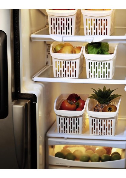 Buzdolabı Sepeti Dolap Içi Düzenleyici Sepet Organizer Beyaz 4 Adet 30X16X17