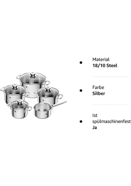 Focus 5 Parça Tencere Seti, Paslanmaz Çelik, Gümüş Rengi modelleri