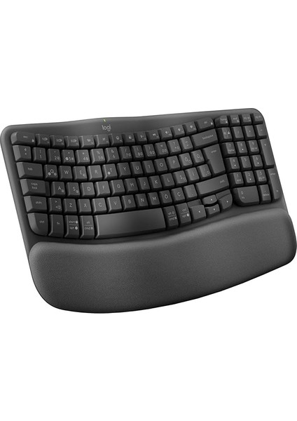 Wave Keys Kablosuz Dolgulu Avuç Içi Destekli Ergonomik Klavye, Konforlu Doğal Yazma, Easy-Switch, Bluetooth, Logi Bolt Alıcı, Çoklu Işletim Sistemleri, Windows/mac Için, Türkçe Q, Siyah