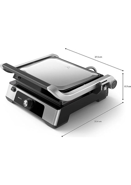 5000 Serisi 2200 W Izgara ve Tost Makinesi,çıkarılabilir Plakalar, Izgara Için Tam Açılır, Yapışmaz Plakalar, Ayarlanabilir Yükseklik, HD6301/90 modelleri