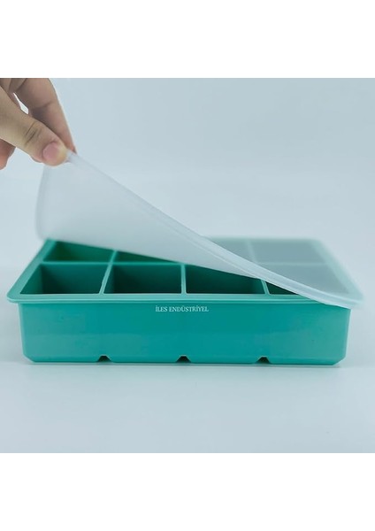 Kapaklı Silikon Buz Kalıbı - Bpa Içermeyen, Viski ve Kokteyller Için Büyük Buz Kalıpları, 2 Inç Büyük Buz Küpleri Yapmak Için Kolayca Çıkarılabilen Silikon Buz Kalıbı, Yeşil