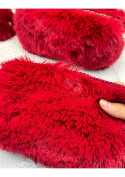 Ponponlu Peluş Kırmızı Kalem Kutu Kalemlik Toparlayıcı Çanta fırsatları