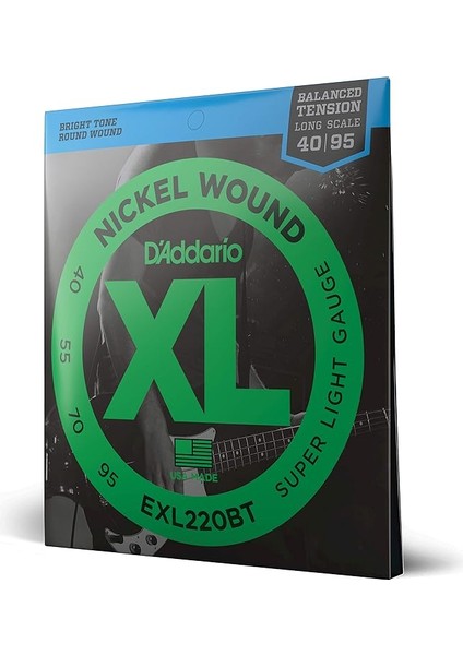 EXL220BT Bas Gitar Tel Seti, Xl, 40-95, Long Scale, Nickel