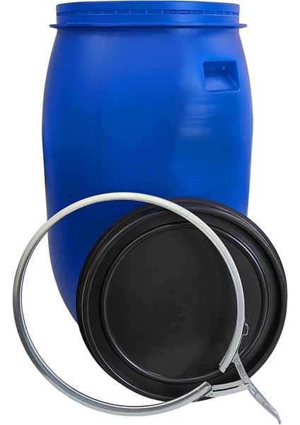 120 Litre Geniş Ağızlı Varil, Kapaklı ve Germe Halkalı, Plastik Varil, Evrensel Fıçı, Kapaklı Varil, Gıda Maddelerine Uygun, Su Varili, Yağmur Varili, Depo Varili, Sağlam Tutma Yeri, Mavi indirimleri