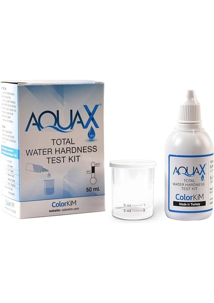 - Aquax Yerli Üretim, 50 ml Toplam Su Sertlik Test Kiti | Basitçe Damlat Gör Yöntemi | Kalibrasyon Gerekmez!