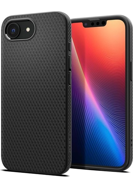 iPhone 16E Ince Kılıf Liquid Air Hava Kanalı Teknolojisi™ Askeri Sınıf Koruma Matte Black Dokulu Yüzey Kapak - ACS09161