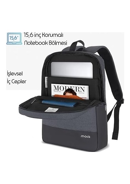 Unicity Eco MCE-1103 Çevre Dostu Laptop Sırt Çantası, Macbook Çantası, MacBook Air/pro ile Uyumlu Sırt Çantası, Erkek Kadın Bilgisayar Çantası, Siyah modelleri