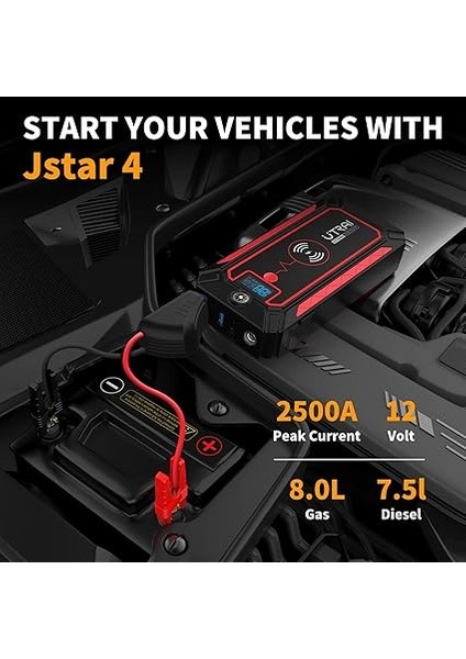 Jstar 4 24000 Mah 2500A Jump Starter Taşınabilir Akü Takviye Cihazı (Kablosuz Şarj + Pusula + Çanta + LED Lamba + Powerbank) fiyatları