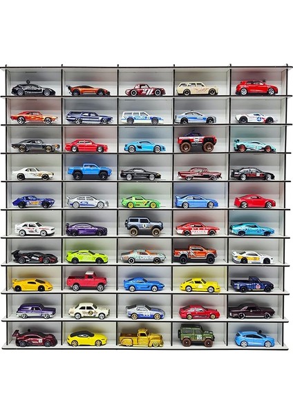Hobi Araba Rafı Beyaz 50'li (Hot Wheels Uyumlu, Matchbox Uyumlu)