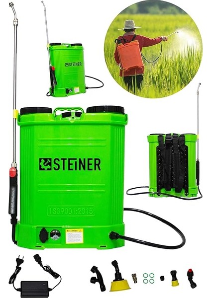 alman turbo 16 lt şarjlı sırt tipi pompası akülü ılaçlama makinesi yeşil fiyatları