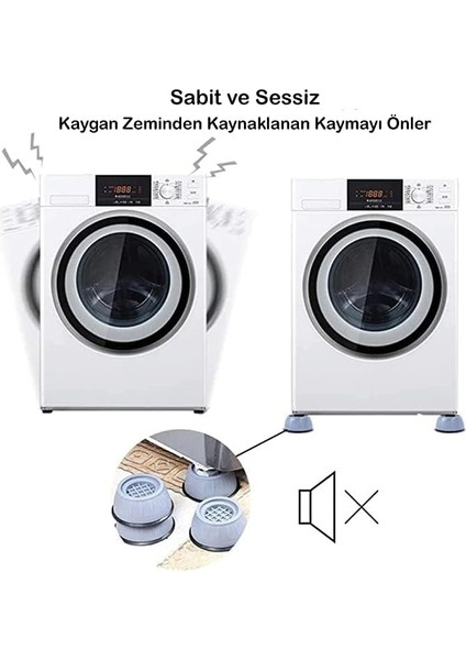 Makinesi Titreşim Önleyici Kauçuk Ayak Pedleri Çamaşır Makinesi Stoper 4'lü Set Gürültü Engelleyici ve Kaymaz modelleri