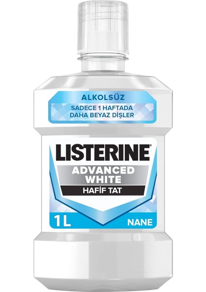 Advanced White Ağız Bakım Ürünü, Zorlu Lekeleri Giderir, Hafif Tat, Sıfır Alkol, Name Aromalı, 1000ML