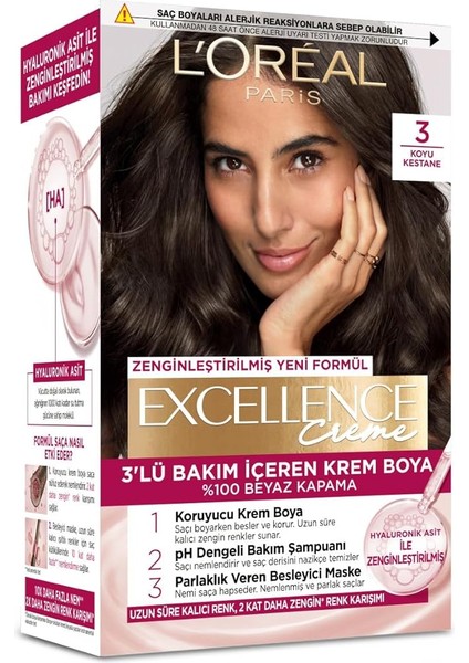 Parıs Excellence Creme Saç Boyası - 3 Koyu Kestane