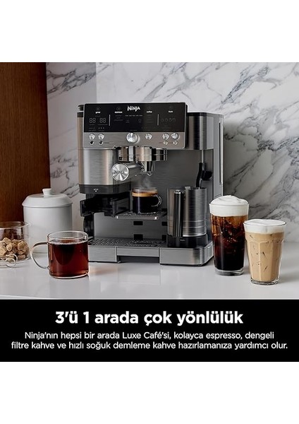 Luxe Café Premier Espresso Makinesi, 3in1 Arada, Espresso, Soğuk Demleme, Filtre Kahve, Barista Assist Teknolojisi, 4 Köpük Ayarı, Bitki Bazlı Süt Köpürtme, Soğuk Köpük Ayarı modelleri