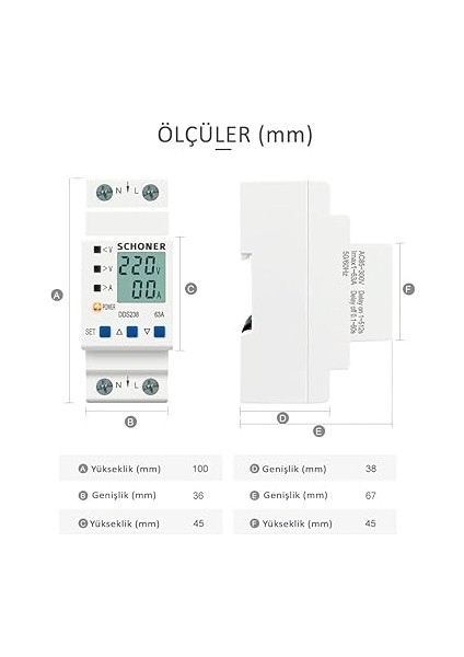 Gerilim Koruma Rölesi Yüksek Alçak Voltaj Akım Koruma Monofaze 63A Voltaj Koruyucu fırsatları