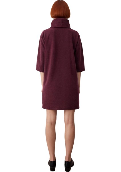 Kadın Balıkçı Yaka Shift Kalıp Düşük Kol Truvakar Boy Mini Örme Elbise Kış Günlük Kombinler Için Şık fırsatları