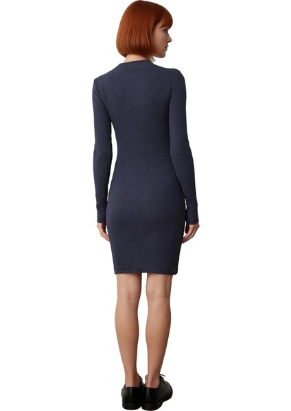 Kadın Bodycon Mini Uzun Kollu Fitilli Örme Elbise Bisiklet Yakalı Rahat Günlük Şıklık Sunar fırsatları