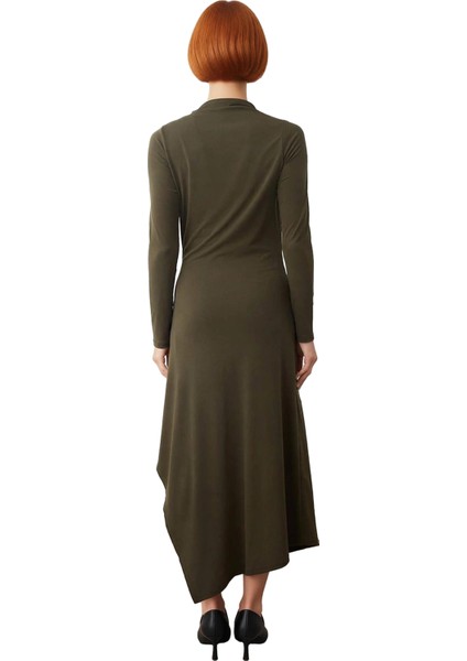 Kadın Asimetrik Dik Yaka Uzun Kollu Örme Maxi Elbise Casual Şıklığınız Için Ideal Seçim. Kaliteli fırsatları