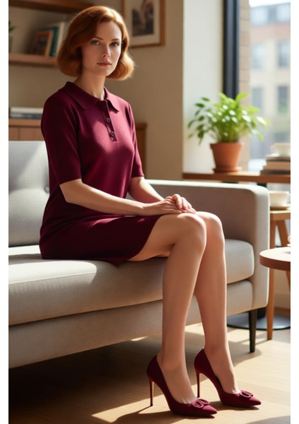 Kadın Polo Yaka Kısa Kollu Triko Mini Elbise Shift Kalıbı Ile Gün Boyu Konfor Sunuyor. Kaliteli fiyatları