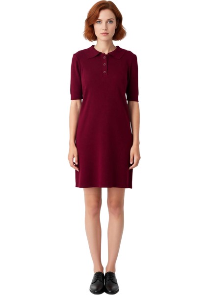 Kadın Polo Yaka Kısa Kollu Triko Mini Elbise Shift Kalıbı Ile Gün Boyu Konfor Sunuyor. Kaliteli modelleri