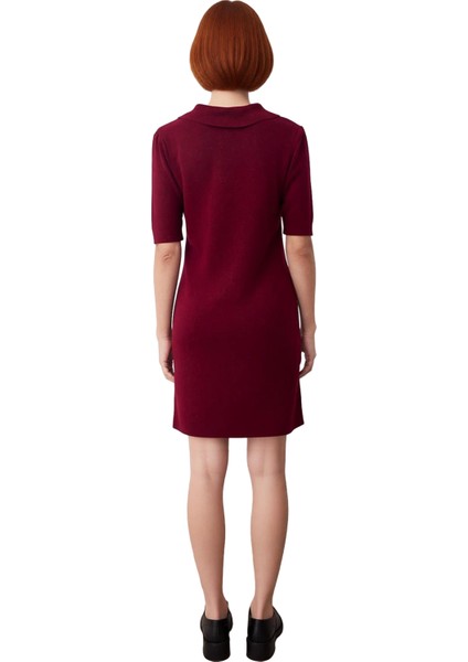 Kadın Polo Yaka Kısa Kollu Triko Mini Elbise Shift Kalıbı Ile Gün Boyu Konfor Sunuyor. Kaliteli fırsatları