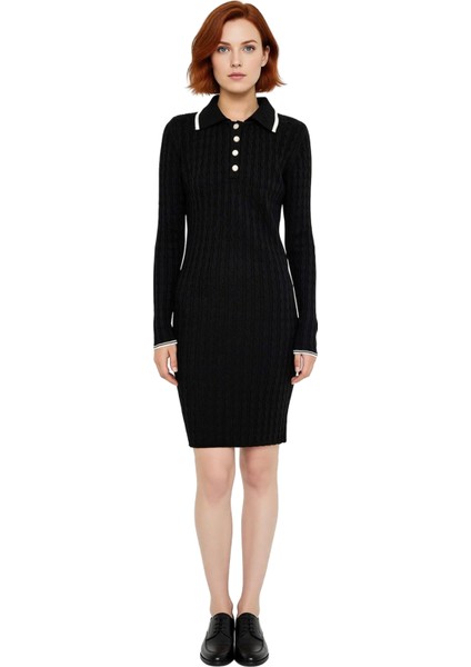 Kadın Kahverengi Akrilik Polo Yaka Bodycon Triko Mini Elbise Rahat Kış Günleri Için Şık Seçim modelleri