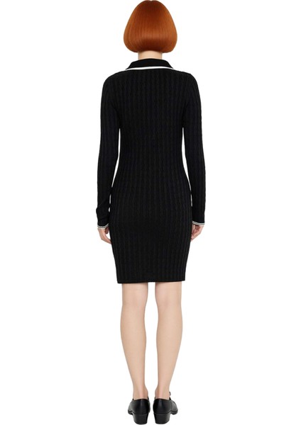 Kadın Kahverengi Akrilik Polo Yaka Bodycon Triko Mini Elbise Rahat Kış Günleri Için Şık Seçim fırsatları