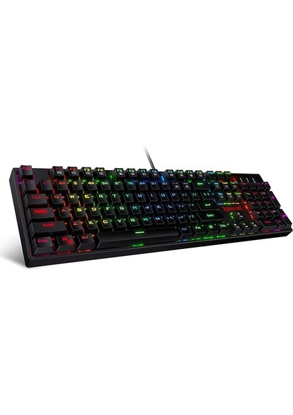 K582-US Surara Rgb LED Arkadan Aydınlatmalı Qwerty Mekanik Oyun Klavyesi, 104 Tuşlu, Abd Düzeni (Kırmızı Şalter – Abd Düzeni)