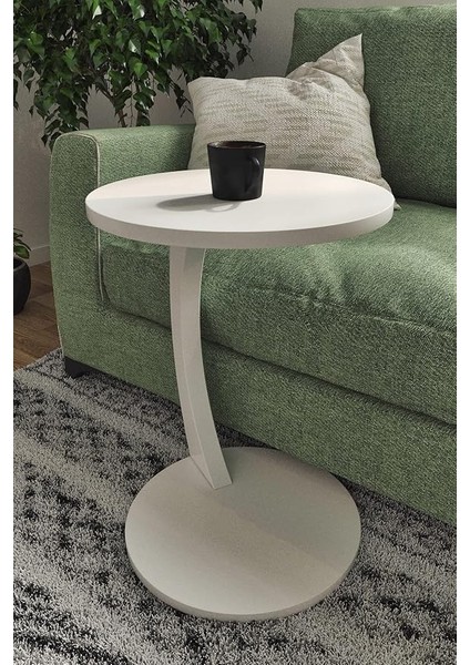 Tekerlekli C Sehpa Koltuk Sehpası Yan Sehpa Zigon Sehpa Servis Sehpası - Beyaz modelleri