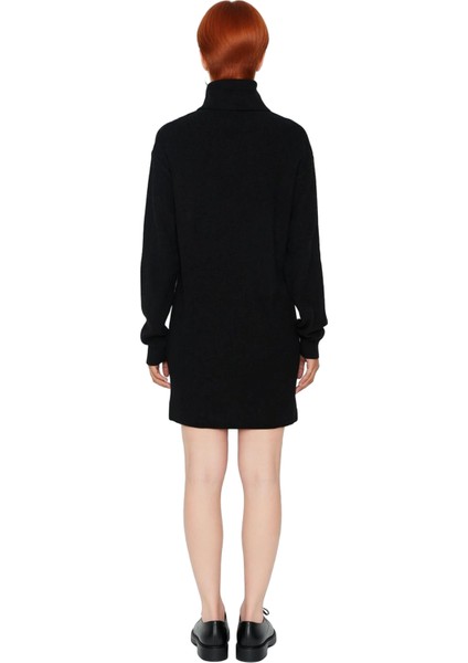 Kadın Balıkçı Yaka Shift Kalıp Akrilik Triko Kazak Elbise Uzun Kollu Kışlık Rahat Şık Tasarım fırsatları