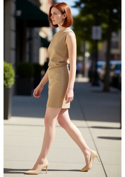 Kadın Bodycon Mini Kolsuz Dokuma Elbise Düz Bisiklet Yaka Vücudu Saran Şık Tasarım Günlük Kullanım