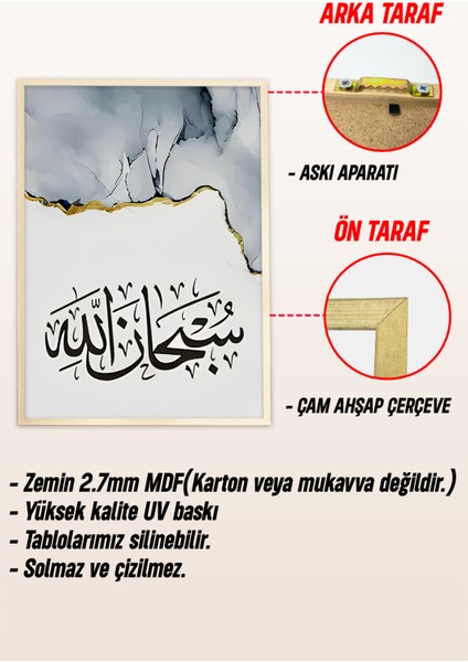 🌙 Allah’ı Zikirle Evinizi Güzelleştirin! 🖼️✨ 3'lü Çerçeveli Tablo Seti🌸 CRV1223 23 x 32