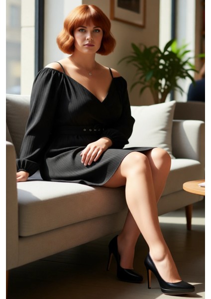 Kadın Kruvaze V Yaka Kemerli Düşük Kol A Line Mini Dokuma Elbise Ilkbahar Sonbahar Şıklığı fiyatları