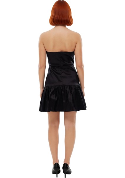 Kadın Fashion Forward Straplez Fiyonk Detaylı Cut Outlı A Kesim Mini Elbise Şık Davetler Kaliteli fırsatları
