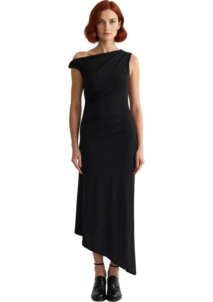 Kadınlar Için Özel Tasarım Asimetrik Yaka Kolsuz Maxi Abiye Elbise Şık Gece Davetleri Ideal modelleri