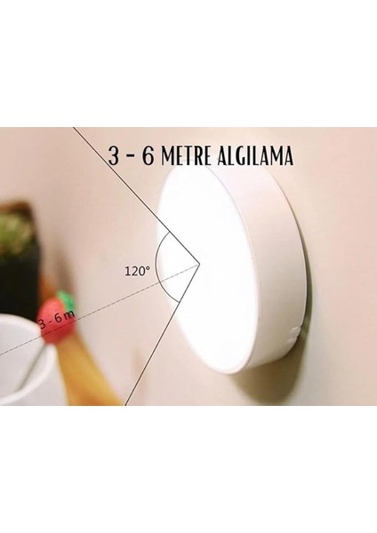 2 Adet Hareket Sensörlü 8 Ledli USB Şarjlı Beyaz LED Işık On/auto/off Modlu Dolap Içi, Koridor modelleri