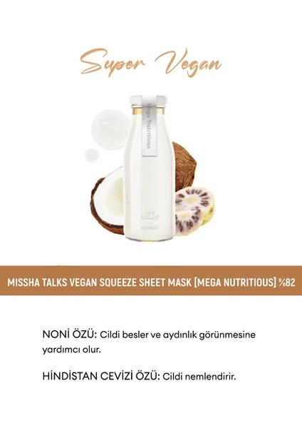 Besleyici Vegan Yaprak Maske Talks Vegan Squeeze Sheet Mask (Mega Nutritious)