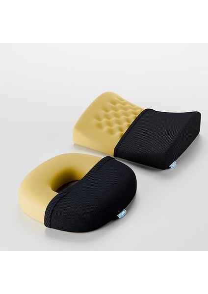 'uykumu Kaliteli Aldım' Full Ortopedik Visco Ofis - Araba - Sandalye Yastık Seti, Bel Destek ve Oturma Simidi Minderi Seti, Ortopedik, Yıkanabilir Kılıf, Visco Sünger, Konfor, Siyah indirimleri