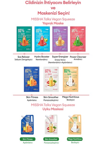 Arındırıcı Vegan Yaprak Maske Talks Vegan Squeeze Sheet Mask (Power Cleanser)